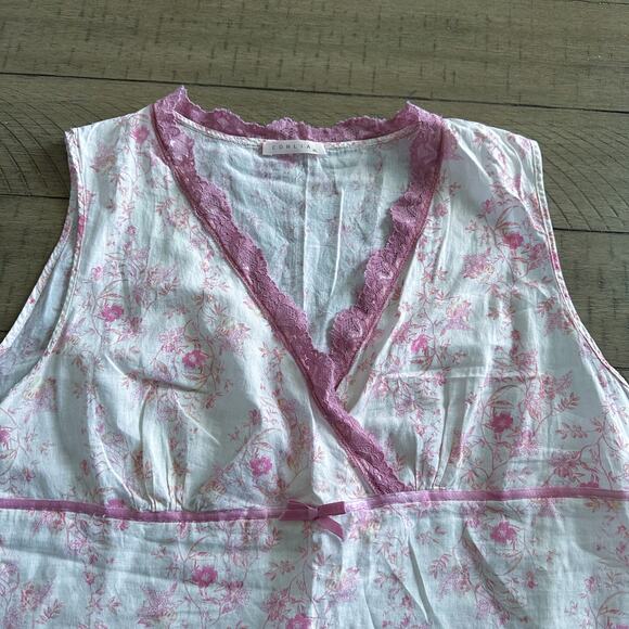 Delicate Bridgerton Style Tank Top Pink Lace White Floral Size Large - Picture 2 of 4